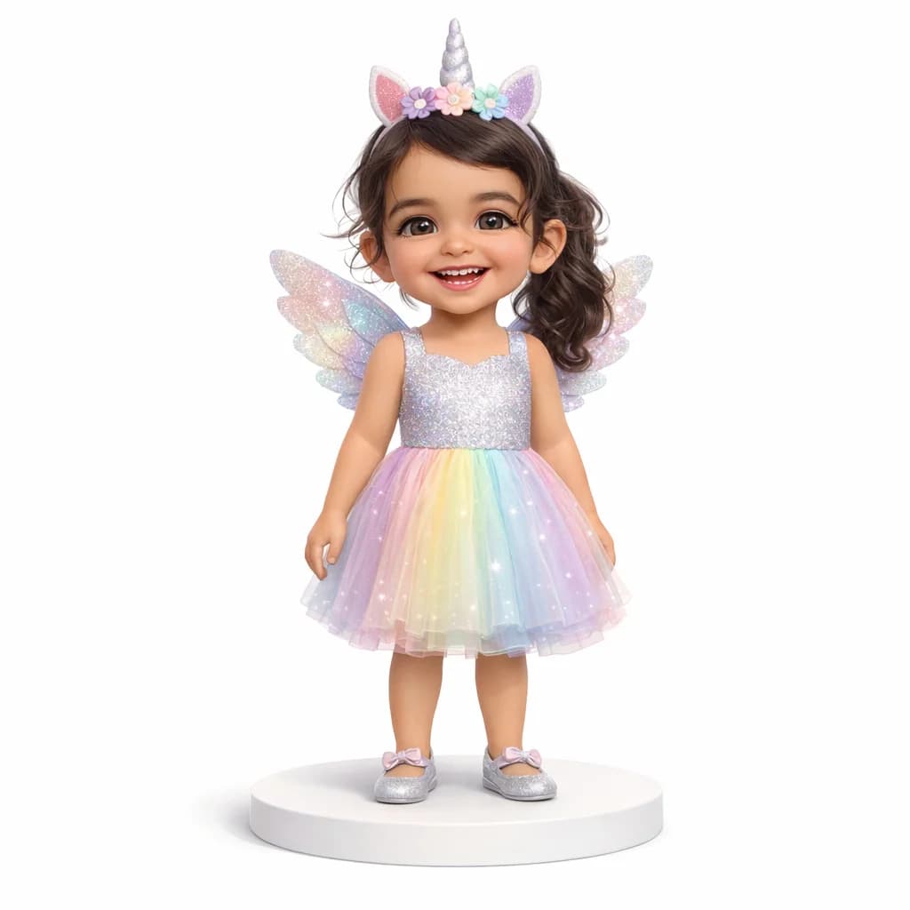 Mascotinho 3D de Luana no tema Unicórnio
