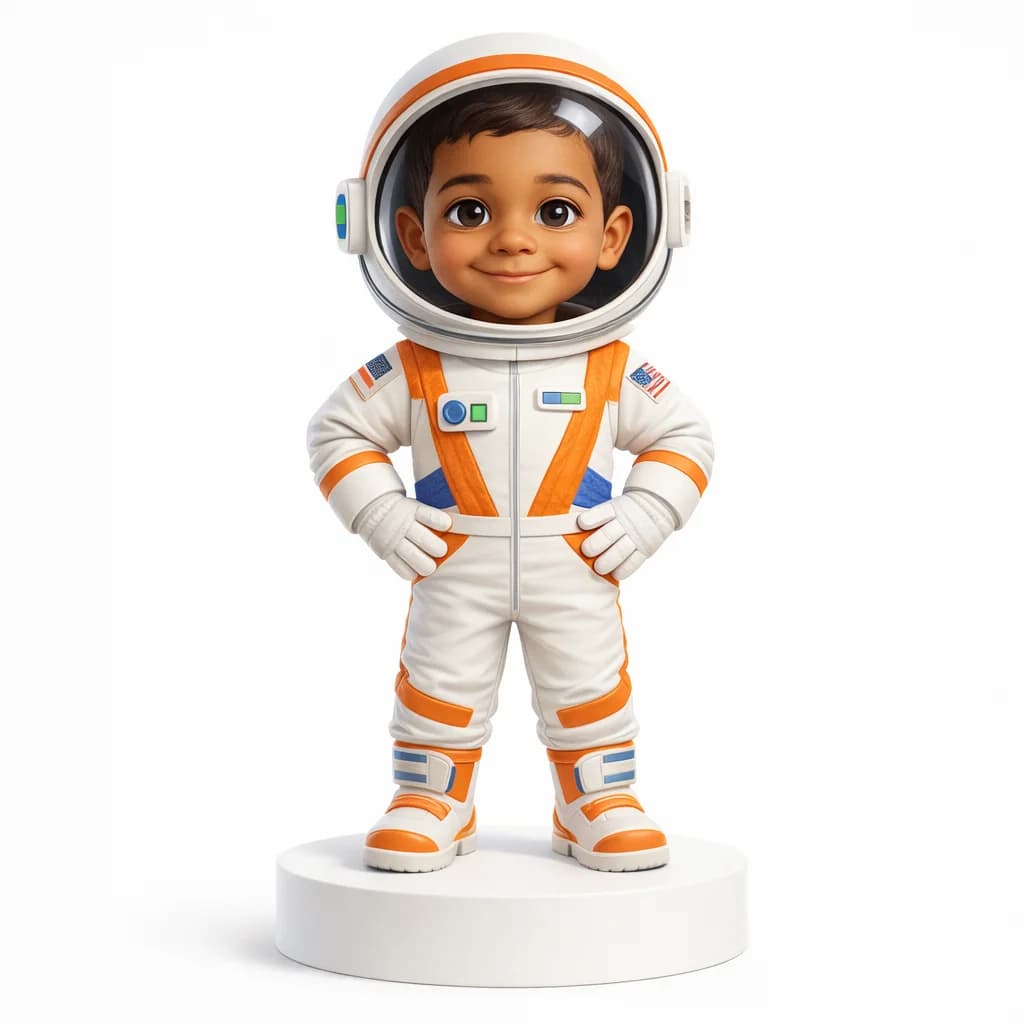 Mascotinho 3D de Miguel no tema Astronauta